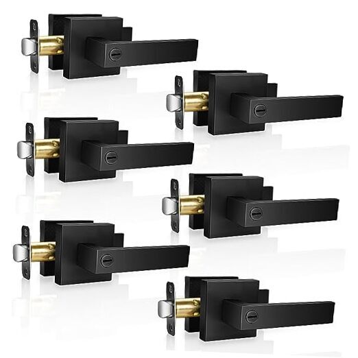 6 Pack Modern Black Door Handles Privacy Door Levers Black Door Knobs 6 pack