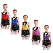 US Kids Girls Dance Dress Boyshorts Leotard Carnival Dancewear Sleeveless Romper