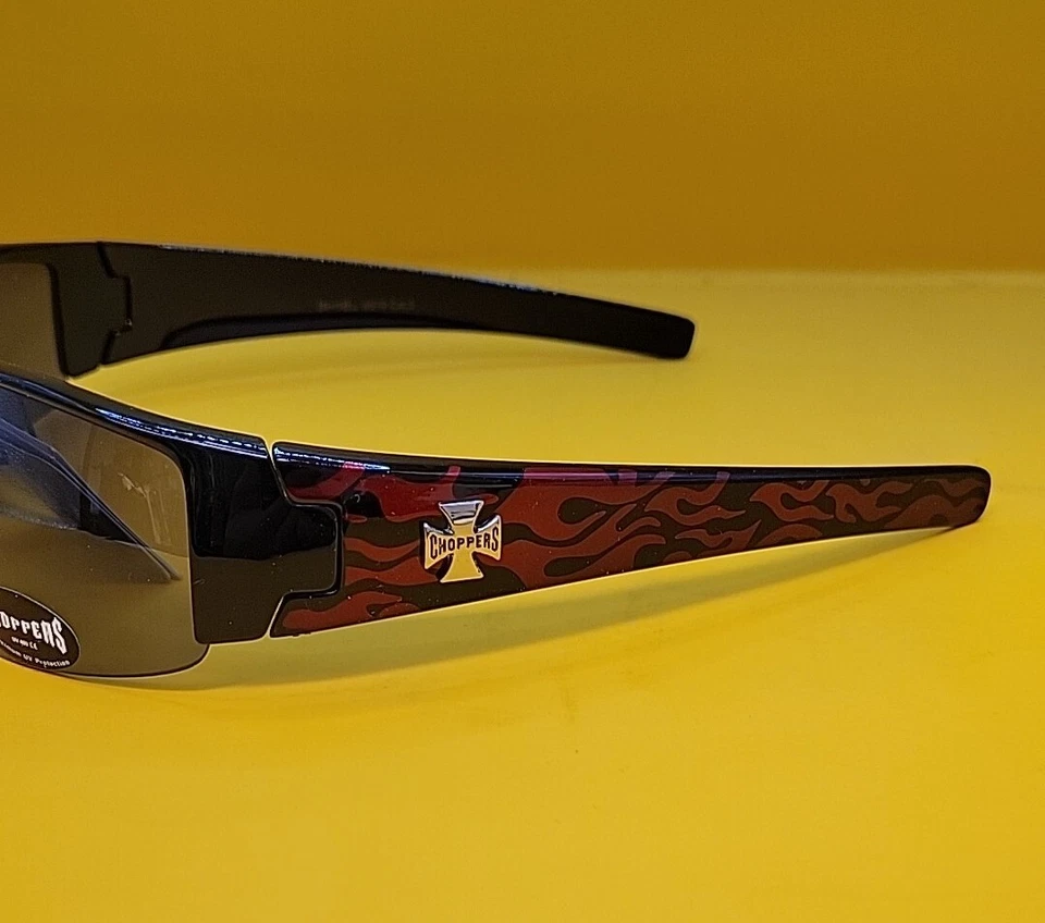NUEVO Choppers Tonos Medio Borde Marco Negro con Llama Roja 6579 Foto 3 de 4