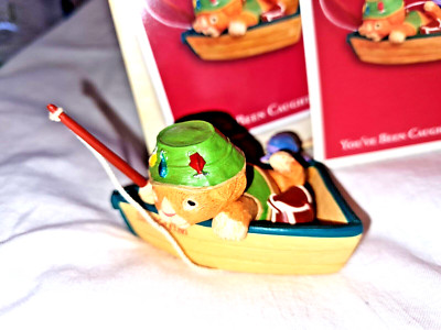 Hallmark Keepsake Ornament 2005 You've Been Caught Fishing Cat Kitten Boat