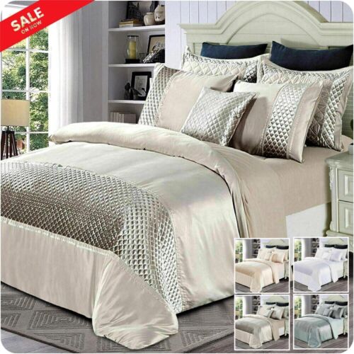 Luxury Crushed Velvet Quilt Duvet Cover Set Bedding Double King With Pillowcases - Picture 1 of 13