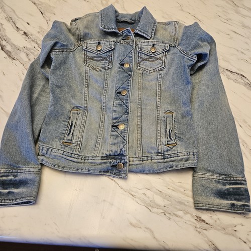 Vintage Abercrombie & Fitch Cropped Denim Jean Coat Jacket Womens Distressed S