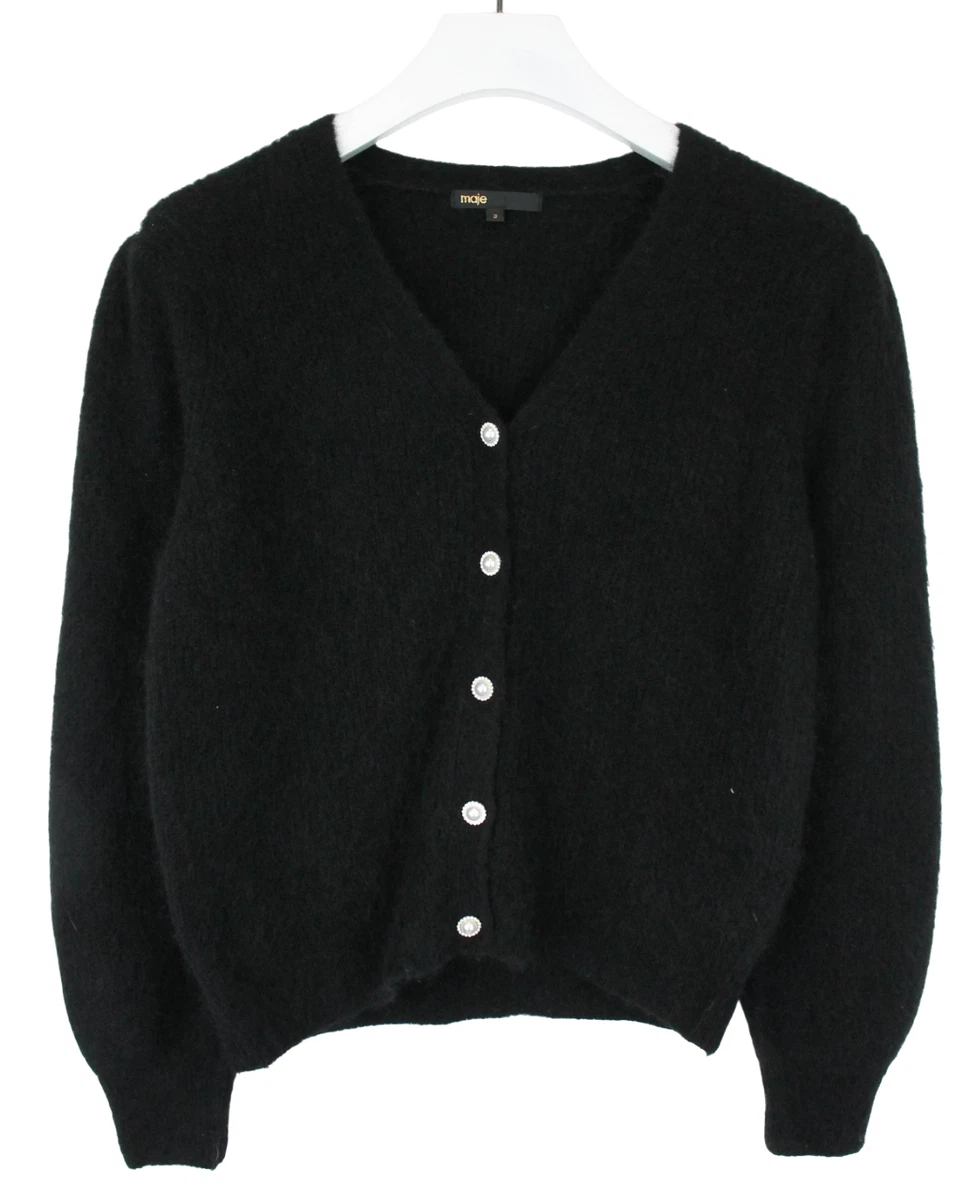 Pull à Capuche Maje Femme, Noir, En Laine, Taille M, D'occasion En Parfait état