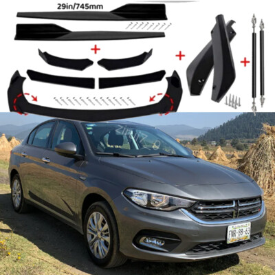 Front Bumper Lip Splitters Side Skirt Strut Rod Gloss Black For Dodge Neon