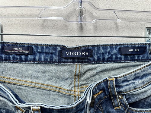 VIGOSS Jeans Women’s Sz 28x25 Friday Taper Boyfriend High Rise Distressed Denim - Picture 7 of 9