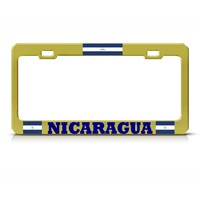 Nicaragua Flag Metal Gold License Plate Frame Nicaraguan Pride Suv Auto Tag Nicaragua Flag Metal Gold License Plate Frame Nicaraguan Pride Suv Auto Tag