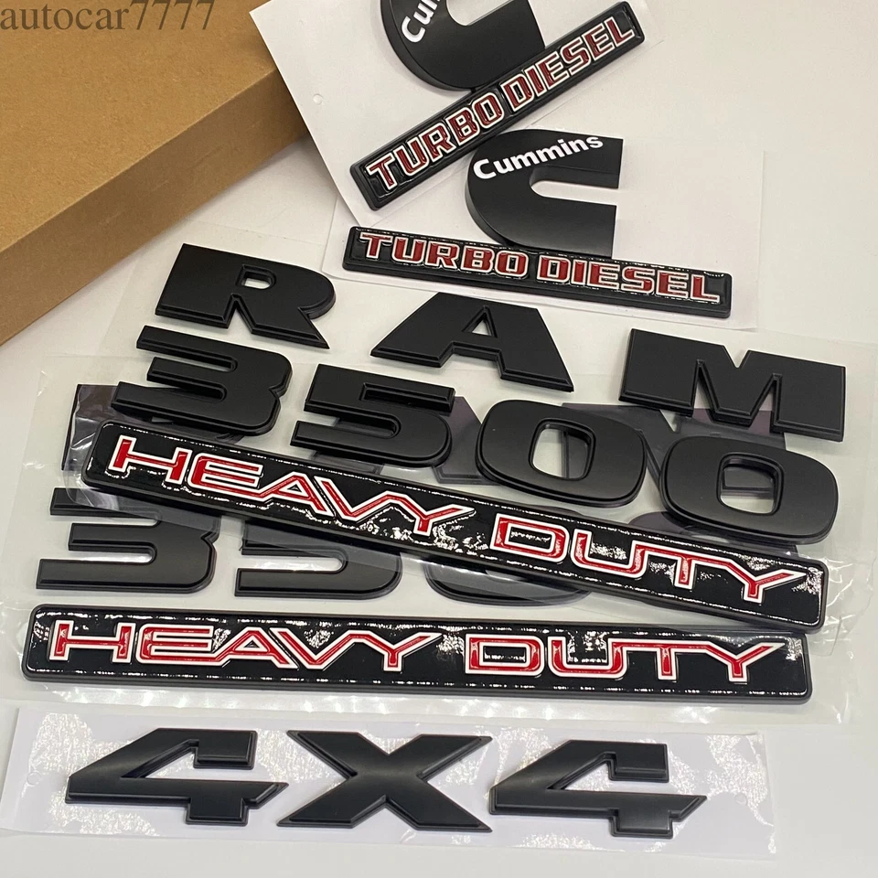 Juego de 5 insignias emblemas para RAM 3500 HEAVY DUTY 4X4 Cummins turbo diésel negro rojo Foto 4 de 4