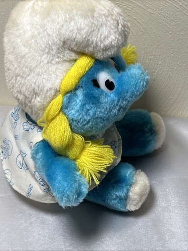 Vintage 1981 Schlumpfine 10 Zoll blau Plüschpuppe PEYO Wallace Berries & Co - Bild 5 von 8