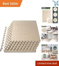 Puzzle Exercise Mat EVA Foam Interlocking Floor Tiles 24x24 in  in Cream