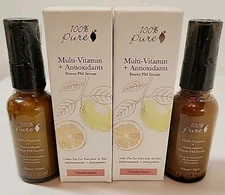 NEW SEALED LOT OF 2 100% PURE Multi-Vitamin + Antioxidants Potent PM Serum 1 oz