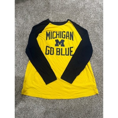 Colosseum Michigan Wolverines Go Blue Yellow Navy Raglan Long Sleeve Shirt 3X
