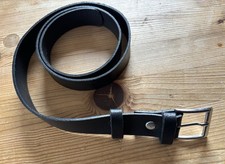 Cintura in pelle nera 70 cm con fibbia argento