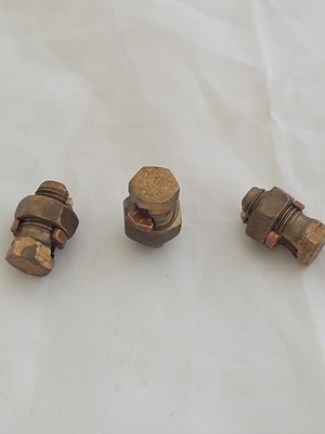 Lot of 3 ILSCO 1K-8 Copper Split Bolt 2.5-10C