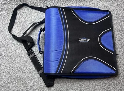 Case-it Mighty Zip Tab 3-Inch Zipper Binder Blue & Black With Strap - Image 1 of 4