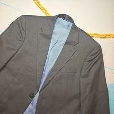 VTG Tommy Hilfiger Mens 38R Wool Blazer Gray 2 Button Modern Classic Mexico Y2K