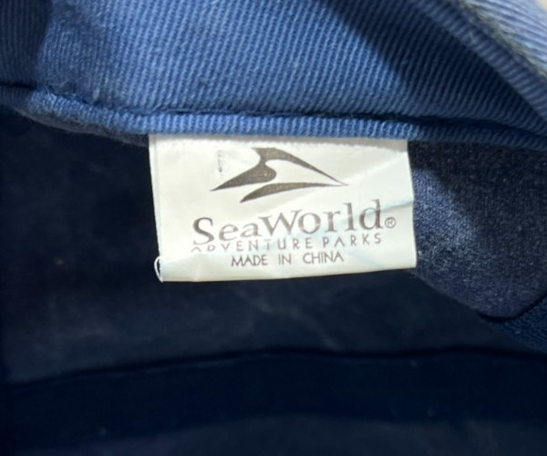 SeaWorld Adventure Park Strapback Hat Distressed Blue Denim 5 panel Dad Cap Mens image 9