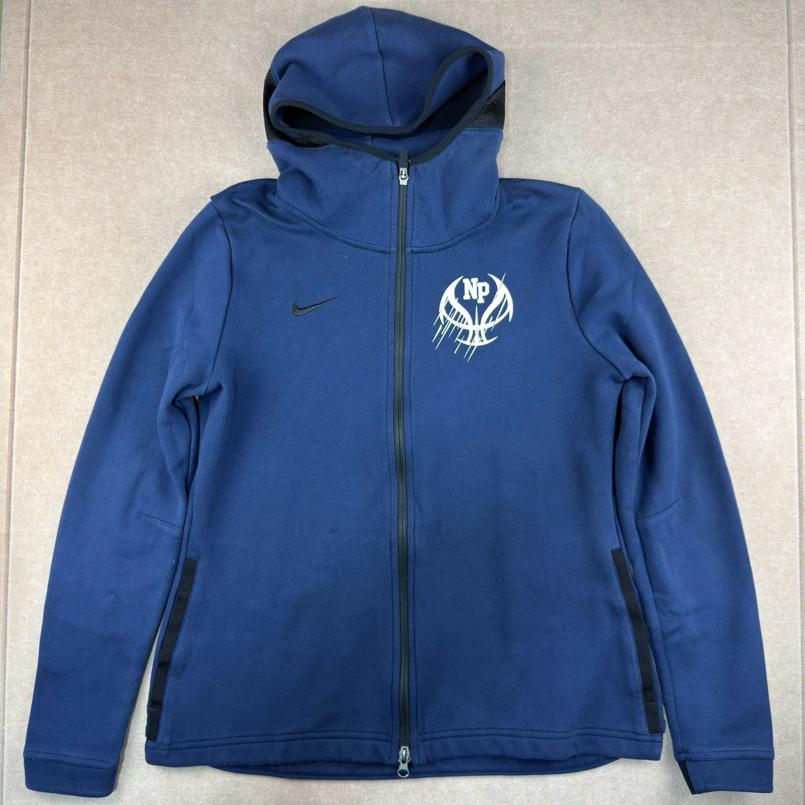 Nike Dri-FIT Blue Full Zip Hoodie Sweatshirt Women's L NP Logo Basketball Gym