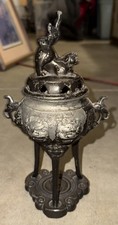 Vantines Antique Cast Foo Dog Incense Burner Rare