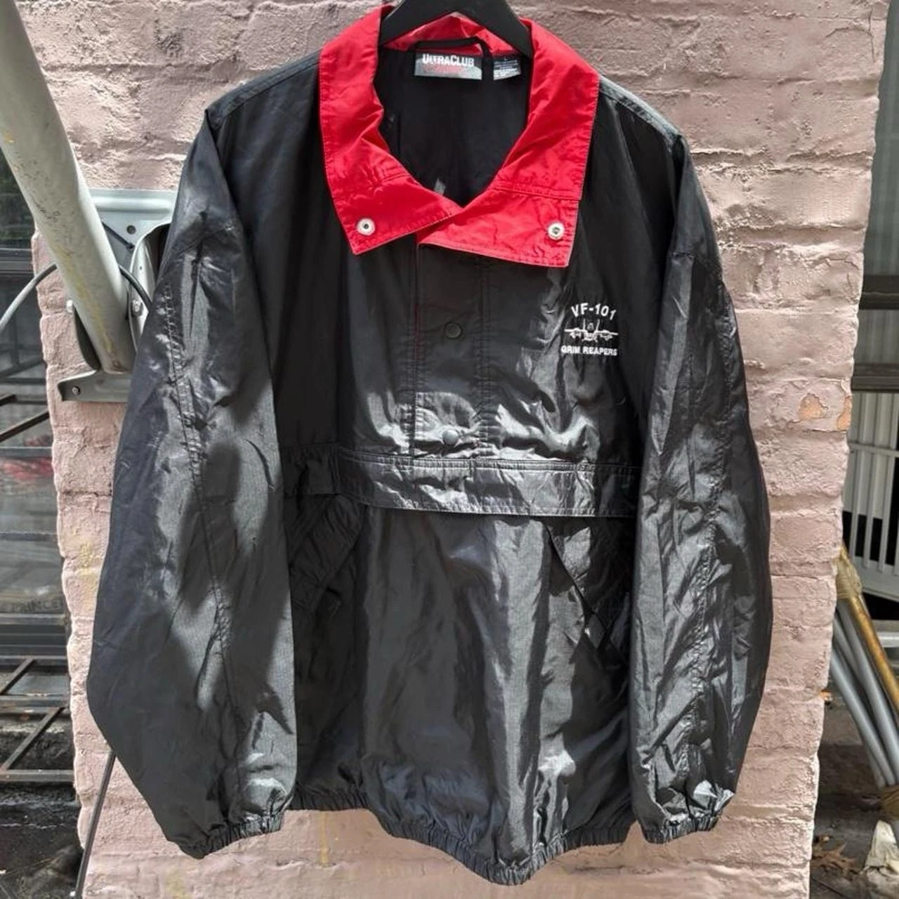 2000s UltraClub US Navy VF-101 Grim Reaper Pullover Windbreaker Jacket Large