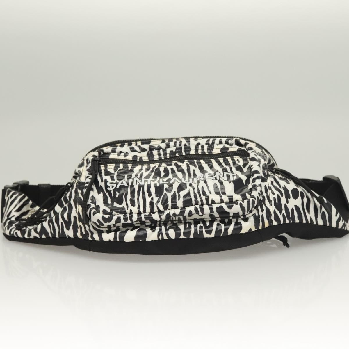 SAINT LAURENT Borsa in vita nylon nero bianco originale bs26844