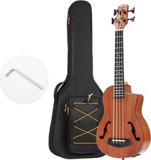 Bass Ukulele UBass Baritone 30 Mahogany F-HolesCutaway Style Gig Bag SteelString