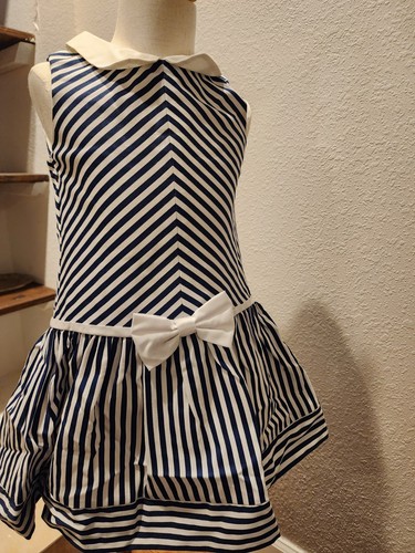 Luli & Me White & Blue Sreiped Dress Size 6