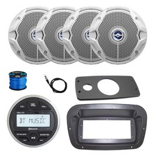 JBL Marine Radio, Spa Bezel, Adapter, 4x 6.5" 225W White Speakers w/ANT, Wire