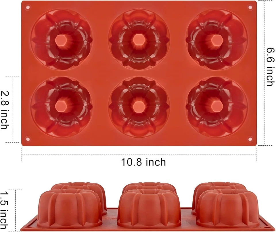 Mini Silikon Gugelhupfform 2 Stück Antihaft Backform für Kuchen Muffins Kekse - Bild 2 von 4