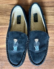 Ralph Lauren POLO Men s Slippers Moccasins Size 9 W Embroidered Dez IV Bear