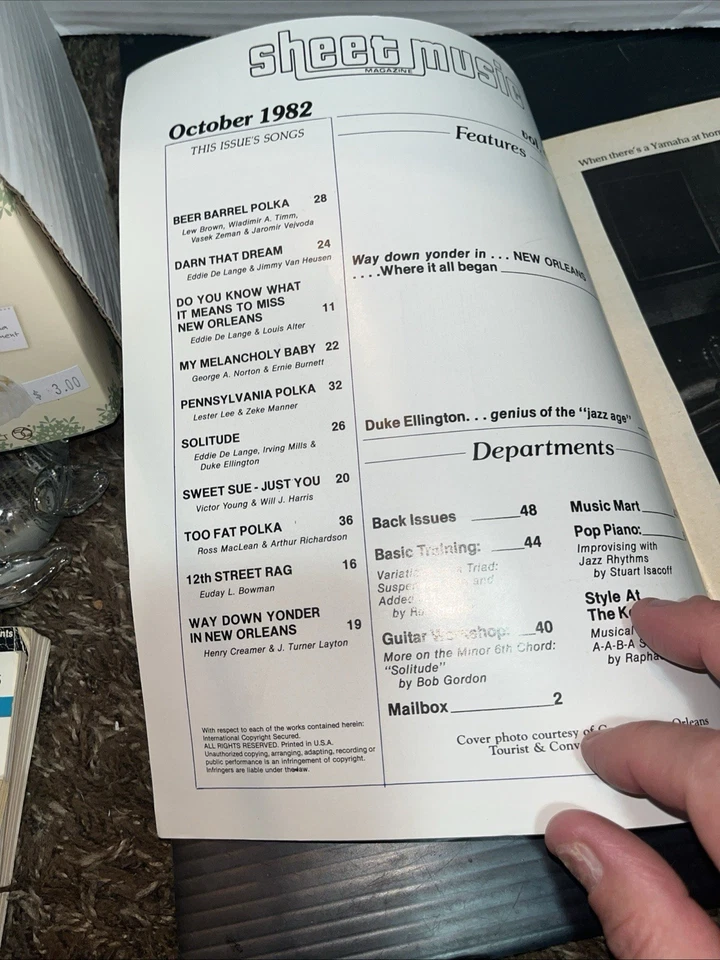 Sheet Music Magazine October 1982 feature Duke Ellington Jaze Age u - Image 3 of 4