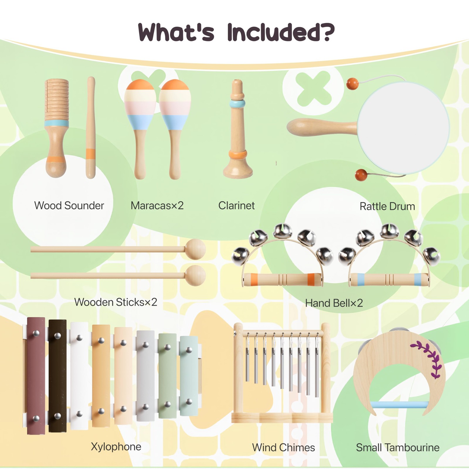 Toddler Wooden Musical Instruments Montessori Wooden Toys Toddlers 1-3 Music Toy