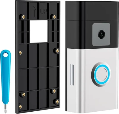 MAMERRY No-Drill Ring Doorbell Mount, Adhesive Door Bracket Compatible with Black