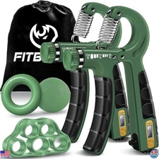 FitBeast 5-Piece Hand Grip Strength Kit - Adjustable Grippers, Finger Stretcher