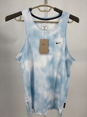 Nike Dri-FIT ADV Running Tank Top Mens S Blue White Tie Dye Athleisure HJ4146