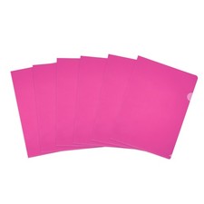 6 Pack L-Type Plastic Folders, Clear Folders, Pink