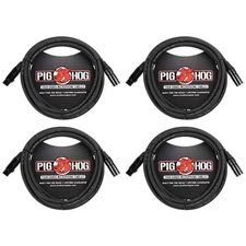 Pig Hog PHM15 High Performance 8mm XLR Mic Cable, 15 Feet, Black, 4-Pack