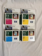 4 New in Box Genuine HP 11 Color Ink Cartridges C4811A C4812A C4813A EXP 2005