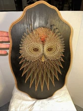 Vintage Owl  Nail String Art Large 17x11 Retro 1978 Wall Picture
