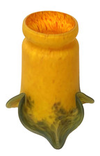 Jolie TULIPE ancienne pâte de verre  orange et bleue signée " LN " lampe  lustre