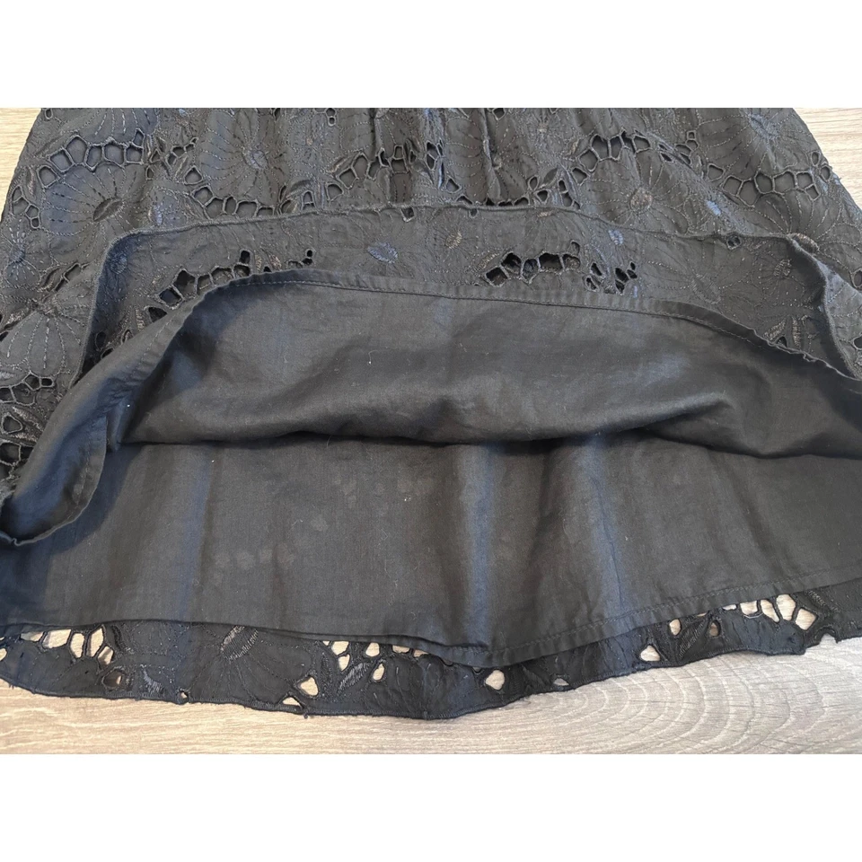 Camiseta sin mangas Cami con detalle de encaje negra azul marino antigua para mujer talla L Boho Cottagecore Festival Foto 4 de 4