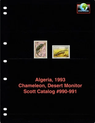 $2.25 Scott Value  - 1993 ALGERIA Reptiles Chameleon North African CV MNH NH UMM - Image 1 of 4