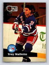 1991-92 Pro Set - Troy Mallette #157 New York Rangers Hockey Card