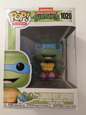 Funko Pop! TMT Box#1020 Leonardo With Surfboard New In Box --RARE--