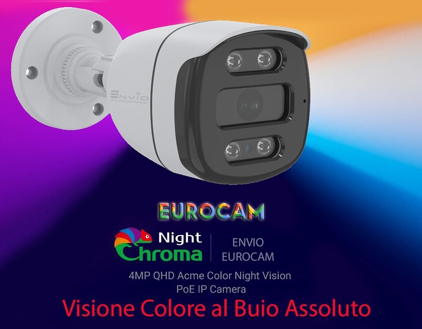Telecamera IP 4MP Full Color PoE Visione Notturna Colori ONVIF 2K