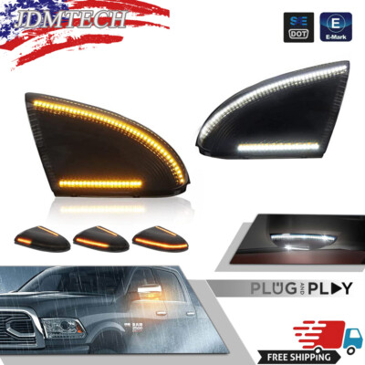 For Dodge RAM 1500-3500 Switchback LED Side Mirror Turn Signal Light Puddle Lamp