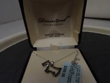 1/10 cttw Scottie Dog pendant black diamond 10K white gold