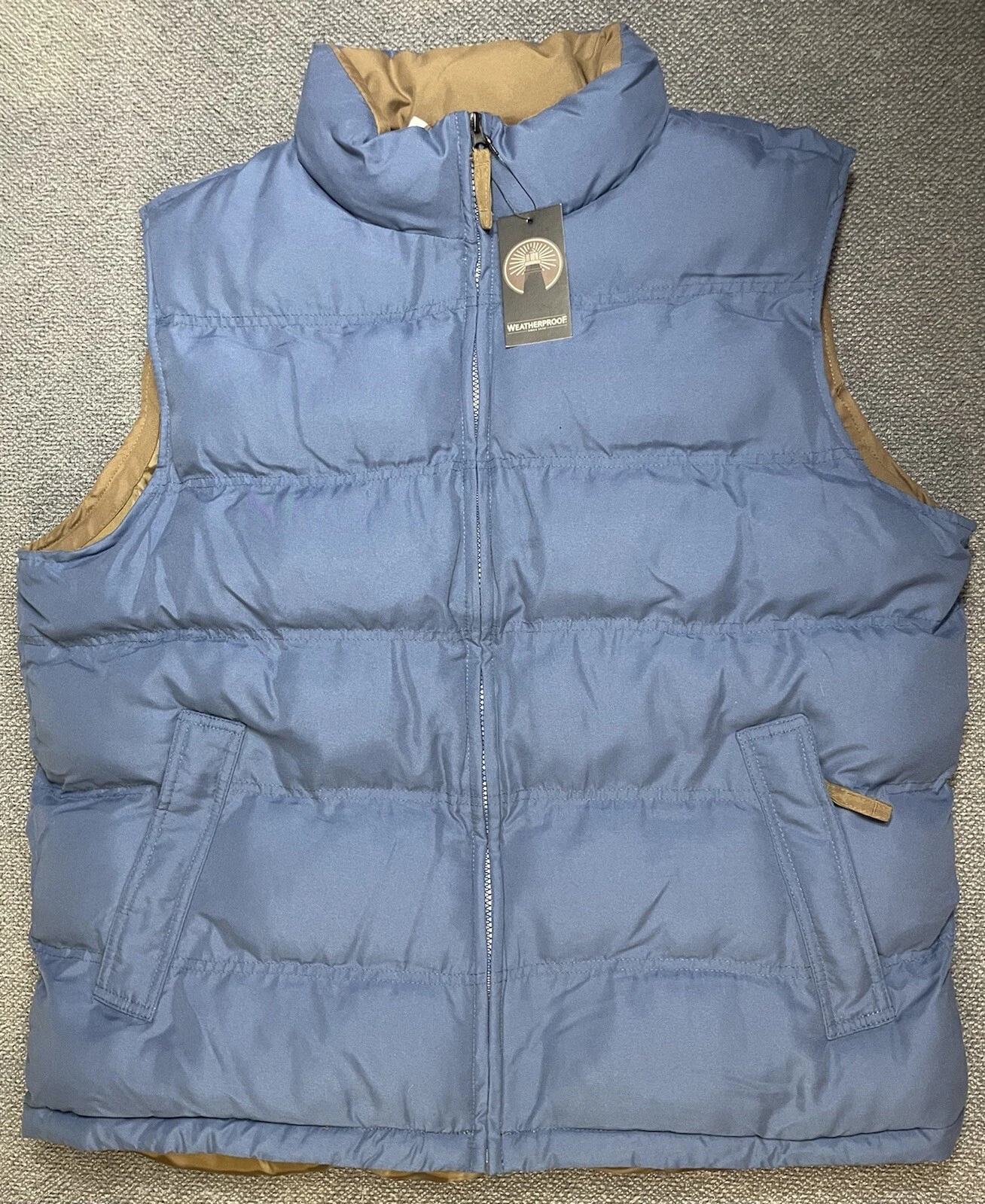 Weatherproof Men's Polyester Puffer Vest XL Blue Soft Outside Slick Inside