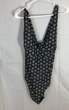 NWT Old Navy One Piece Swimsuit Dark Blue Black White Floral XL