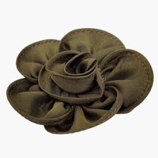 Brown Daisy Rose Boutonniere Lapel Pin Vintage Satin Brooch Faux Flower