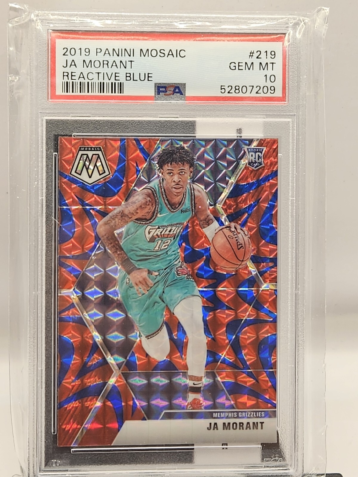 JA MORANT 2019-20 PANINI MOSAIC REACTIVE BLUE PRIZM ROOKIE #219 PSA 10 GEM MINT